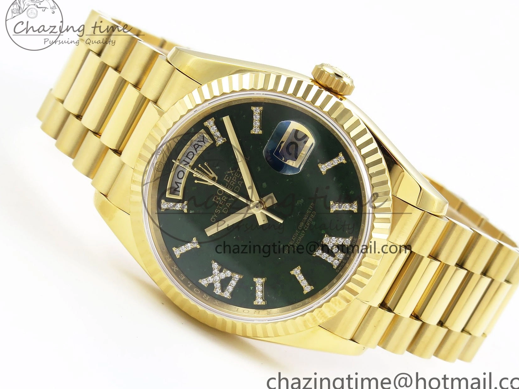 Dial 36 Green Edition YG Bracelet RAF YG Best on A2836 1:1 Date Stone Day Roman 0215